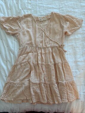 Roxy Peach Gingham Wrap Dress